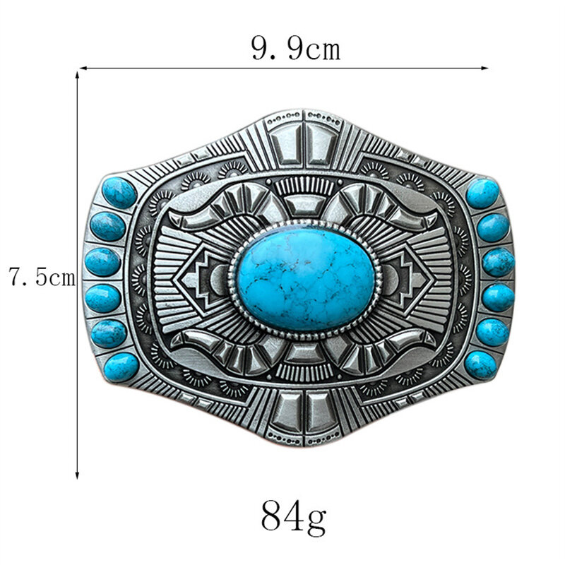 Hebilla de cinturón Bohemia turquesa, estilo occidental