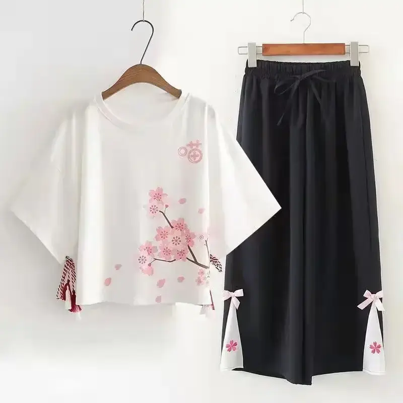 Conjunto de estilo chino para mujer, camisas Retro, cuello levantado, hebilla, blusa nacional suelta, pantalones superiores, traje tradicional chino