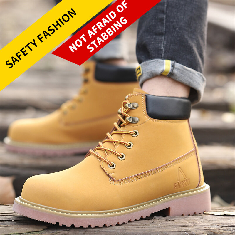 Men Safety Shoez Security Shoes Steel Toe cap Boot Anti-smash Anti-stab Waterproof for Work Outdoor Sneakers Ankle Boots Male