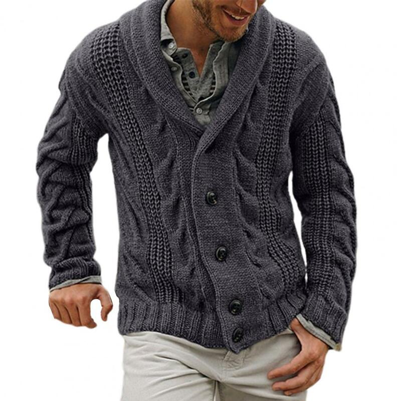 남성용 코튼 혼방 단추 클로저 스웨터 재킷, 긴팔 니트웨어, 패션 카디건 스웨터, 가을 겨울