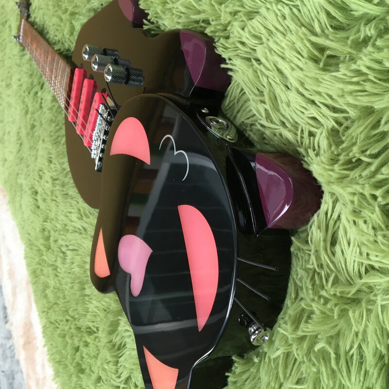 free shipping 6 strings black cat electric guitar chrome hardware guitar in stock order immediately guitars guitarra