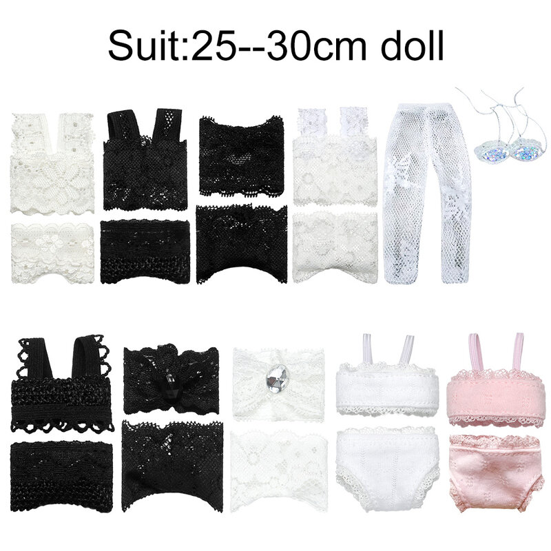 1Set Soft Lace Underwear Bra Briefs For 30CM Doll 1/6 Knickers For Blythe 1/6 BJD Dolls Top Underpant For Dollhouse Kids Toy