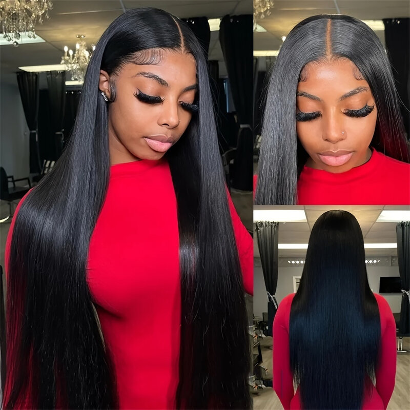 13x4 Hd Lace Bone Straight Frontal Wig Glueless Pre Plucked Brazilian Straight Lace Front Nature Black Human Hair Wigs