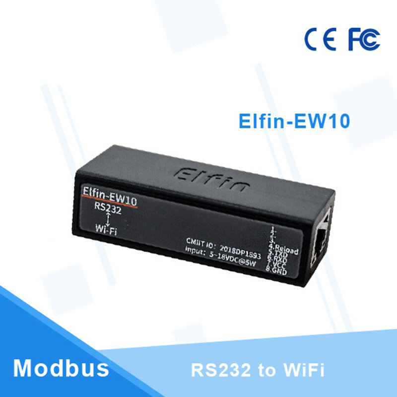 Puerto serie RS232 a dispositivo WiFi, convertidor de servidor, Elfin-EW10, EW10A, compatible con TCP/IP, Telnet, Modbus, IOT, transferencia de datos
