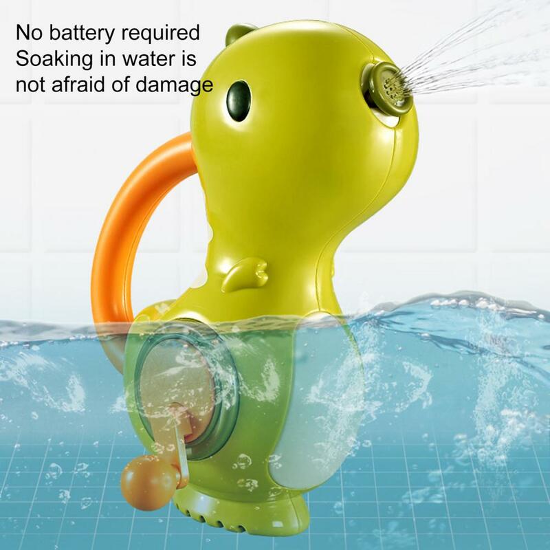 Mainan mandi dinosaurus putar tangan untuk balita semprotan air menyenangkan tanpa baterai