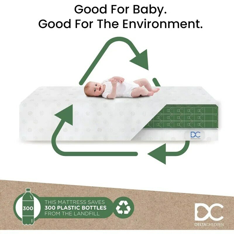 Двухсторонний матрас для детской кроватки и малыша Twinkle Galaxy-первоклассный экологически чистый волоконный сердечник-Водонепроницаемый-GREENGUARD