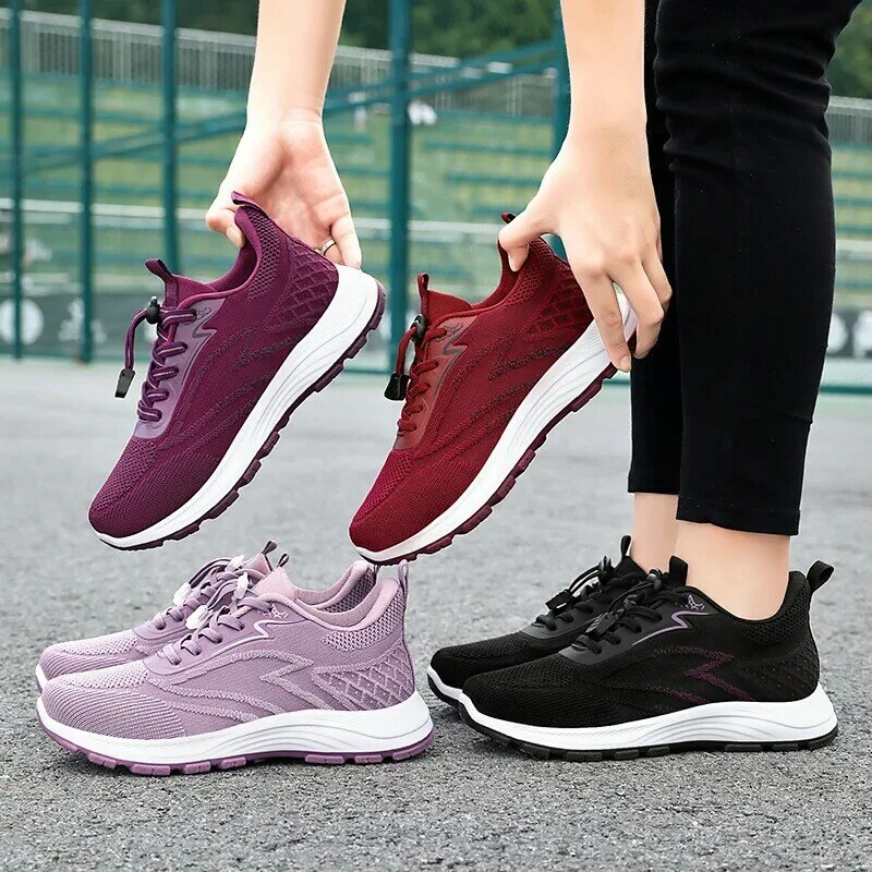 Scarpe viola con fondo spesso 2024 le nuove scarpe da ginnastica Casual scarpe vulcanizzate da donna traspiranti di alta qualità Sneakers da passeggio all'aperto