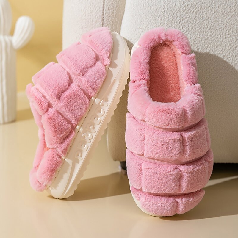 Katoenen Slippers Voor Vrouwen Zachte Dikke Bodem Warme Indoor Slippers Korte Harige Houden Warm Comfort Antislippers Voor Koppels
