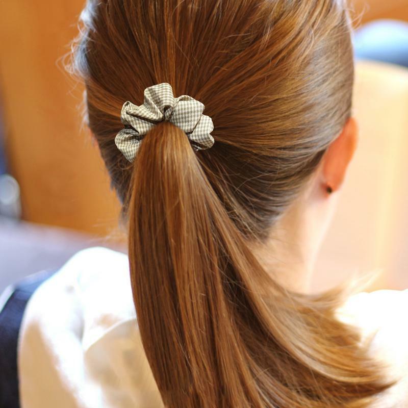 Ikat rambut tipis untuk rambut tebal katun Linen kain ikat rambut wanita katun Linen kain ikat rambut elastis ikat rambut tipis