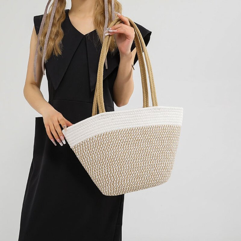 Trendy Straw Woven Bag Hot Sale Casual Large Capacity Bucket Bag Shoulder Bag Sexy