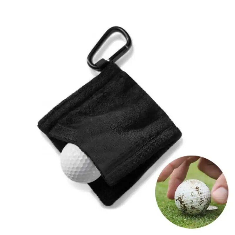 Квадратное полотенце из микрофибры для очистки мяча для гольфа с карабином, крючок для поглощения воды, очистка клюшки для гольфа, салфетка для протирания головы