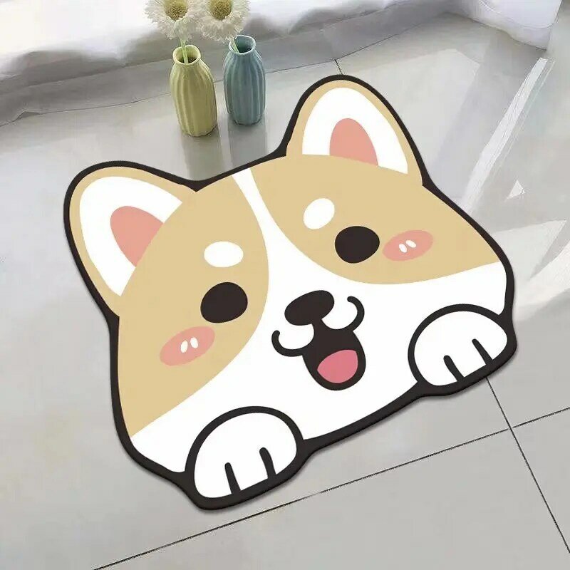 Alfombrilla de dibujos animados para puerta de baño, felpudo antideslizante de secado rápido con garra de gato y perro, accesorios para el hogar