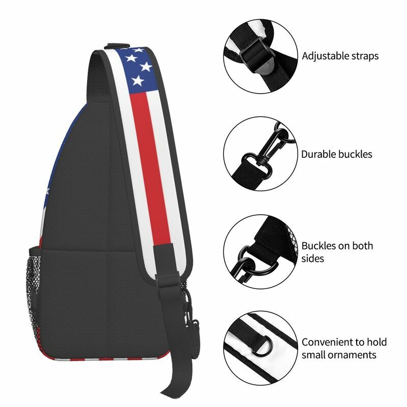 USA American Flag Crossbody Sling Backpack Men Custom United States US Stars Chest Shoulder Bag for Cycling Camping Daypack