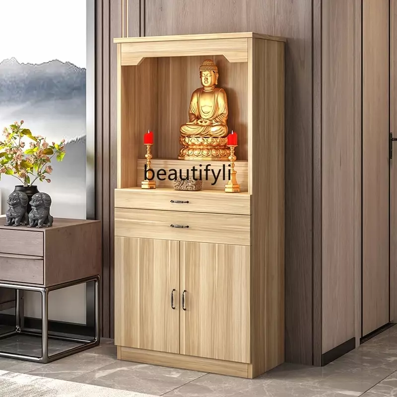 Patung Buddha baju lemari ibadah meja Altar dengan pintu Altar Tuhan kekayaan Altar