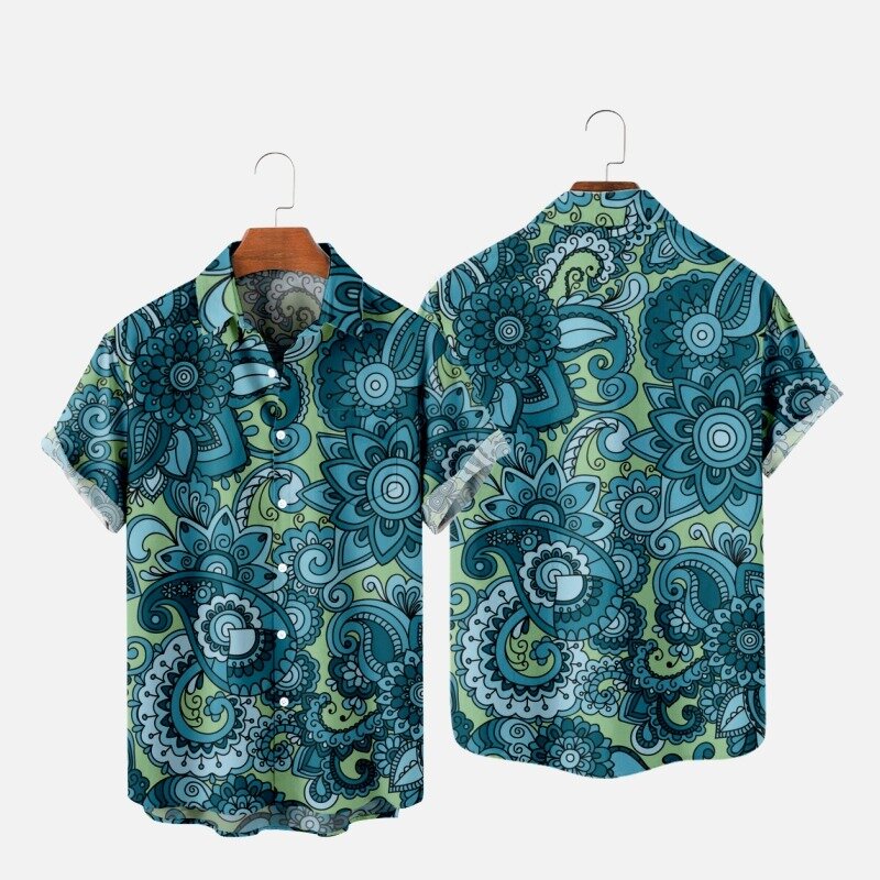 Camicie da uomo camicie hawaiane di moda stampate in 3d comodi vestiti oversize da spiaggia a maniche corte con un bottone Casual 1
