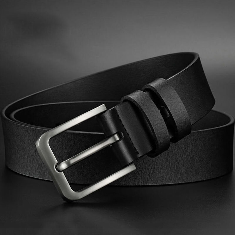 Cinturones de aleación de cuero PU para hombres, hebilla de Pin cuadrado, cinturones de ocio de negocios para hombres, marca famosa, diseñador de lujo, Jeans, negro, marrón
