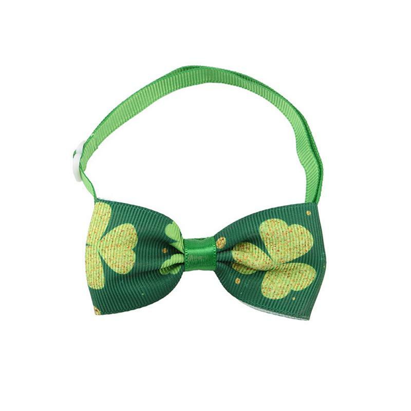 St Patrick hari dasi kupu-kupu untuk kucing 6pcs Adjustable Shamrock dasi kupu-kupu Hari St Patrick hewan peliharaan kostum kucing perlengkapan pakaian hewan peliharaan untuk