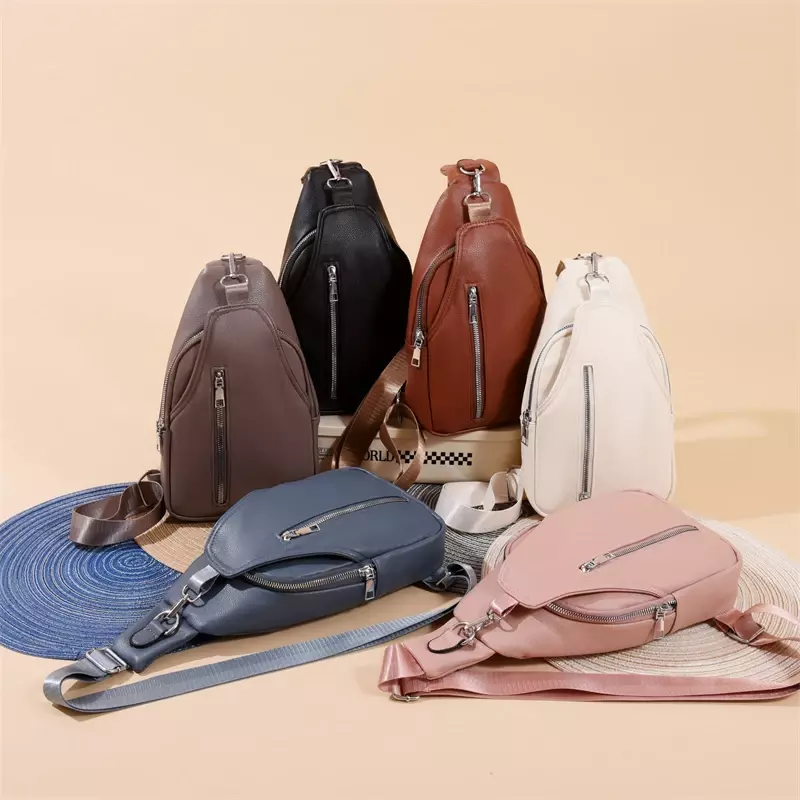 女性用ジッパー式ウエストバッグ,ジッパー式,大容量,レジャー,多用途,単色,高品質,新しいコレクション2022