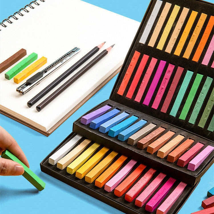 Ensemble de dessin d'art pour étudiants, Crayons à craie, Pastel sec doux, Pinceau à documents, Fournitures d'art, 12 couleurs, 24 couleurs, 36/48 couleurs