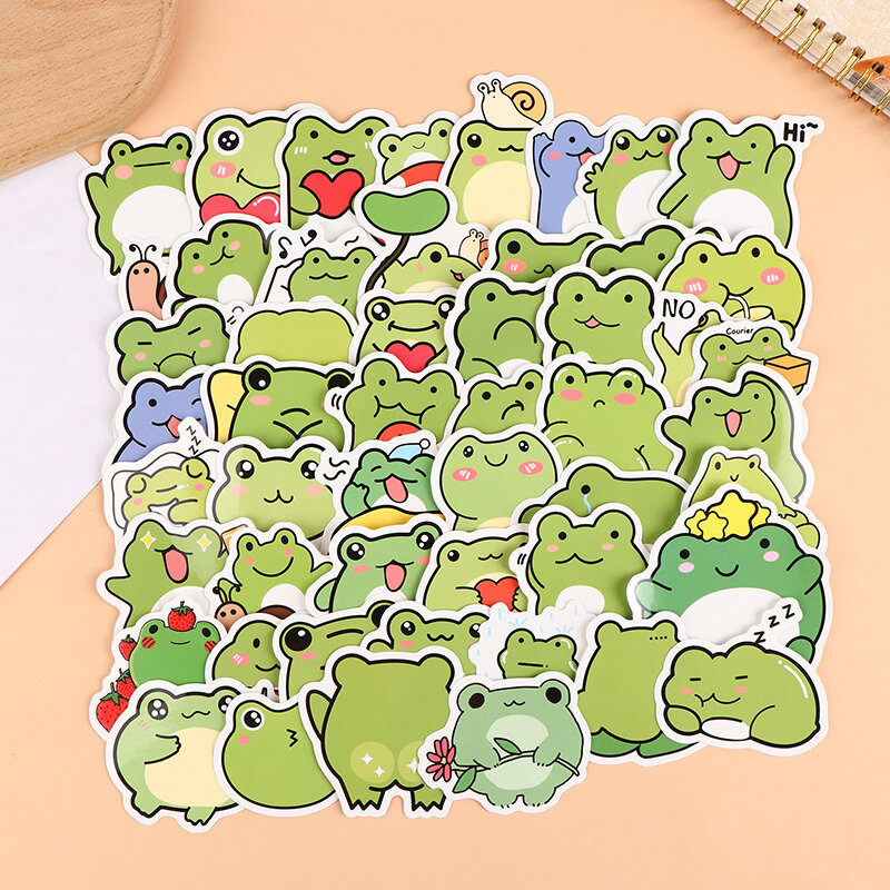 50Pcs/bag Cute Frog Stickers Small Self-Adhesive Decals For Photo Album Scrapbook Random