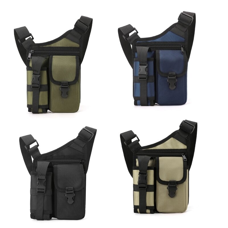 Bolso pecho multifuncional, bandolera nailon, práctico bolso hombro con múltiples bolsillos para viajes y uso diario