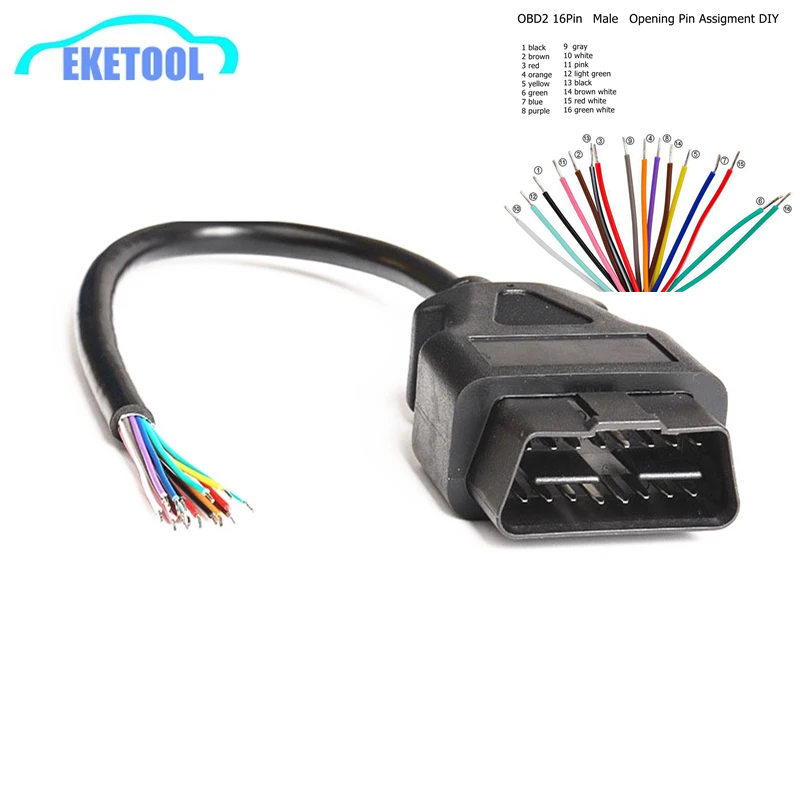 Разъем OBD2 16-контактный штекер для адаптера удлинителя ELM327 кабель OBD OBDII EOBD ODB2 16-контактный разъем адаптера OBD 2 разъем для кабеля