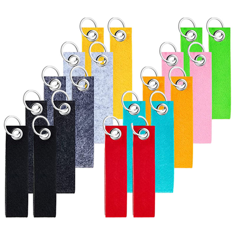 20pcs DIY Decoration Car Felt Mental Bags Key Rings Blank Reliable Meaningful Purses Portable Practical Visible Craft