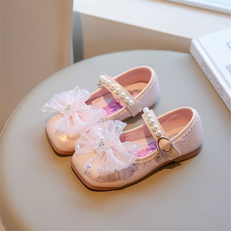 Disney Frozen Elsa Princess Pearly Casual scarpe basse per bambini ragazze Bling scarpe da bambino con punta tonda scarpe da ginnastica per bambini taglia 24-36
