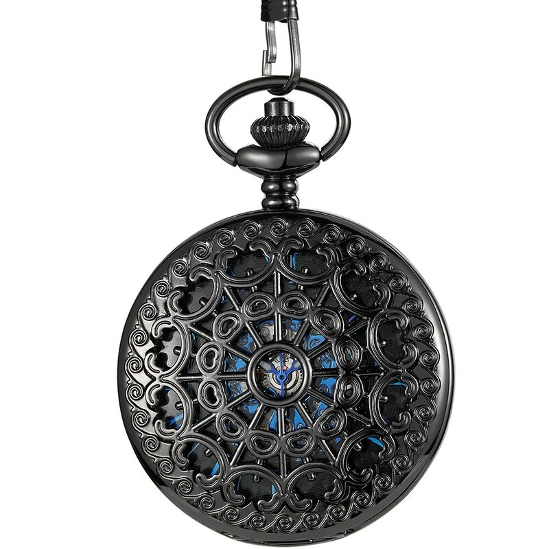 Механические карманные часы-скелетоны с двойным покрытием в стиле стимпанк, полые, винтажные часы, Римский циферблат, Коллекция мужских и женских часов