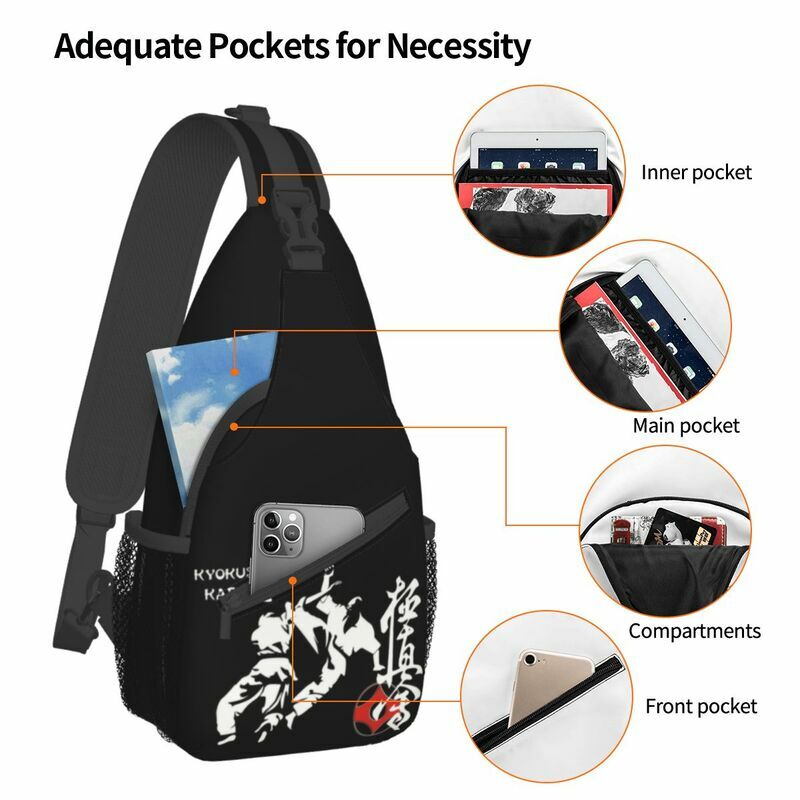 Мужской рюкзак Kyokushi, нагрудная Сумка кросс-боди для каратэ, кумита, боевых искусств, для путешествий, велоспорта