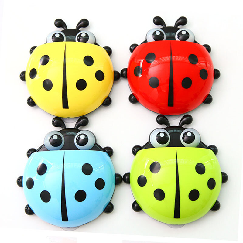 1Pcs Ladybug Animal Insect Toothbrush Holder Bathroom Cartoon Toothbrush Toothpaste Wall Suction Holder Rack Container Organizer