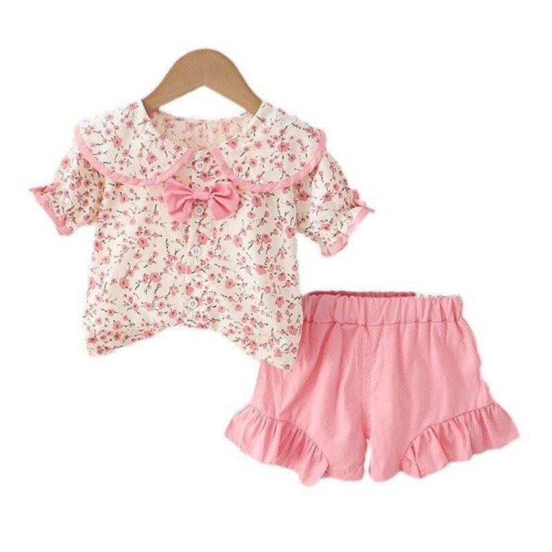 New Summer Baby Girls Clothes Suit Children Fashion Shirt Shorts 2Pcs/Set Toddler Clothing Infant Casual Costume Kids Tracksuits