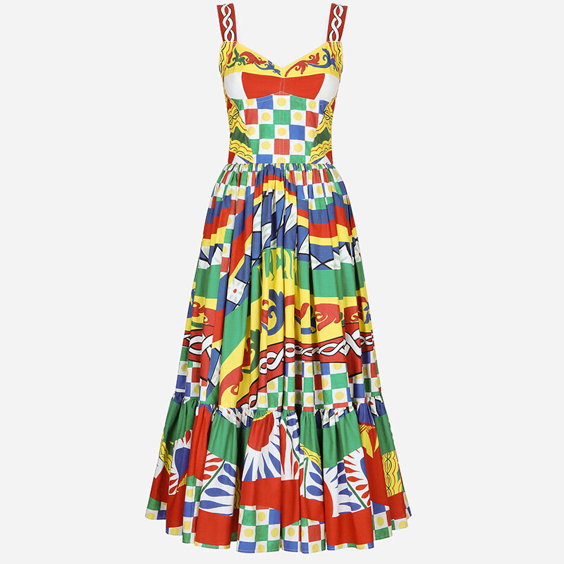 Женское лоскутное цветное контрастное винтажное платье-комбинация с принтом облегающее платье