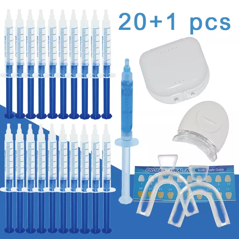 Uso Doméstico Dentes Whitening Kit com Luz LED, Higiene Oral, Dente Branqueador, Branqueamento Branco, Peróxido de Carbamida, GRANDE, Transporte da gota