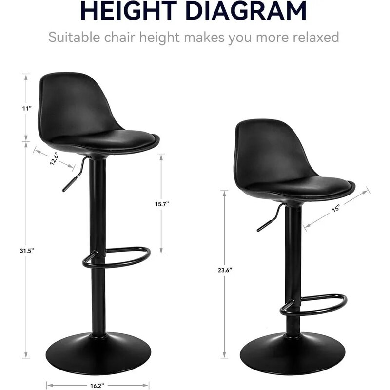 Bar Stools Bar Stools Set of 2 Morden Height Counter Bar Stools With Polypropylene Back and Leather Seat Free Shipping Furniture