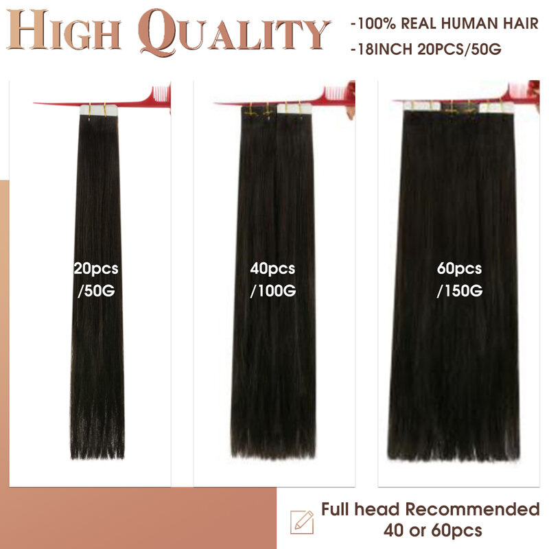 女性のための自然な髪のエクステンション,ミンクの髪で100%,人間の髪の毛で作られた自然な拡張テープ