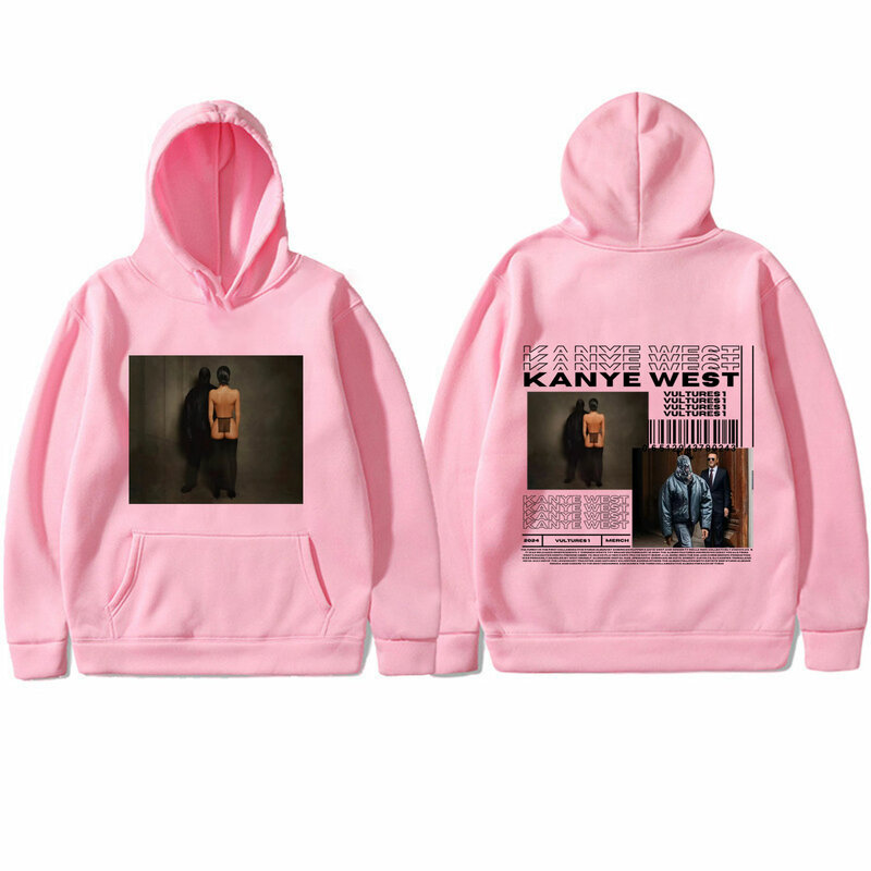 Rapper Kanye West Vultures 1 Poster Print Hoodie Hip Hop Trend Vintage Hooded Sweatshirts Fashion Casual Fleece Pullovers Unisex