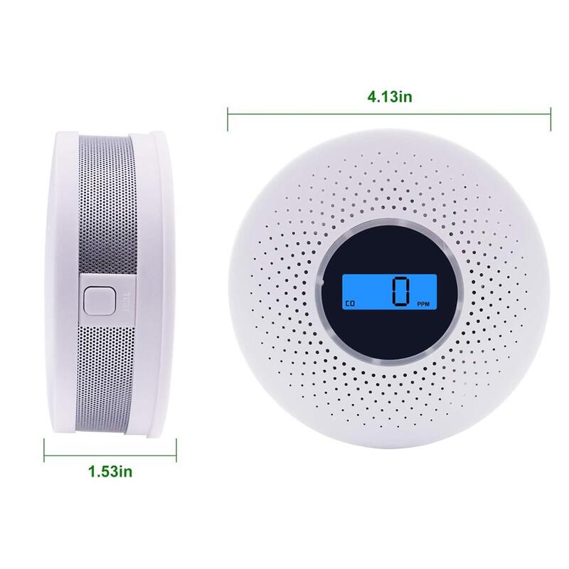 Combination Smoke and Carbon Monoxide Detector with Display, Battery Operated Smoke CO Alarm Detector