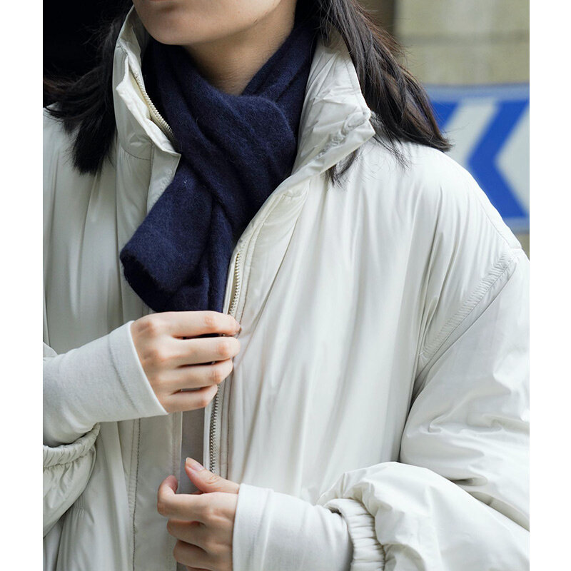 ENjoyce jaket panjang untuk wanita, jaket mantel musim dingin gaya Korea dengan kerah berdiri, parka kasual, mantel hangat lembut untuk wanita