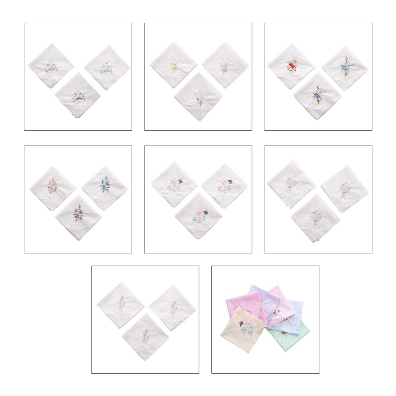2023 新しいレディース綿刺繍ハンカチレディースソフト固体キャンディーカラー花レースエッジングハンカチ用ウェディングパーティー