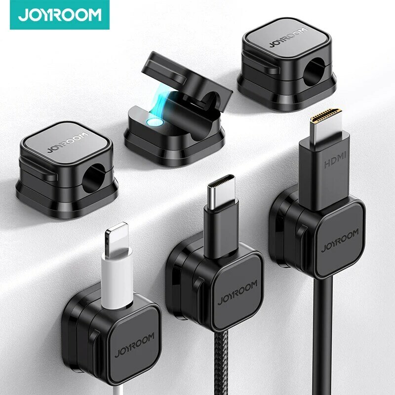 Joyroom-Clips magnéticos para cables, soporte ajustable y suave para gestión de cables debajo del escritorio, organizador de cables