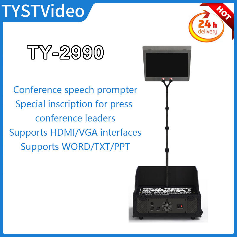 TYST TY-2990 Teleprompter สำหรับ DSLR สดออกอากาศโทรศัพท์มือถือวิดีโอที่มองไม่เห็นคำอธิบายภาพ Prompter W/Remote