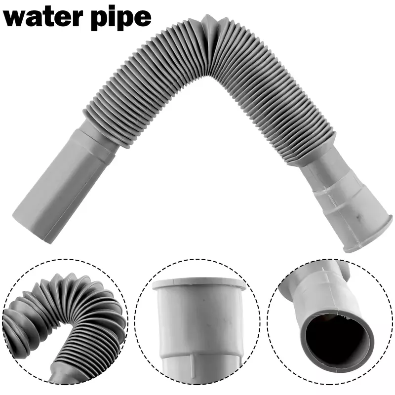 Water Drain Flexible Hose Pipe Kitchen Basin Strainer Extension Drain Gray 80cm Washbowl Universal Plastic Tubing