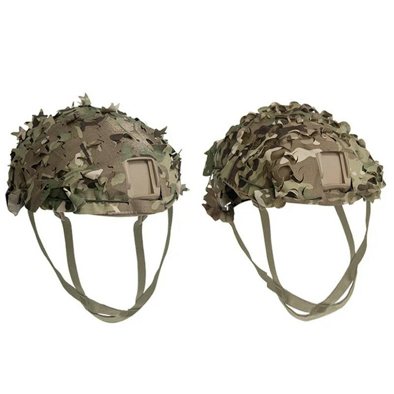 Cubierta de casco de red de camuflaje 3D para Airsoft, protector de nailon de corte alto con cordón para Paintball táctico, accesorios de caza para paracaidistas
