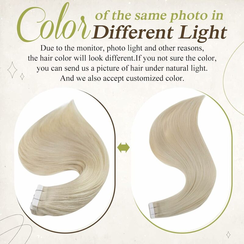 Полностью Блестящая лента в 100% Remy человеческие волосы невидимые прямые двухсторонние светлые удобные шелковистые натуральные ленты ins для женщин