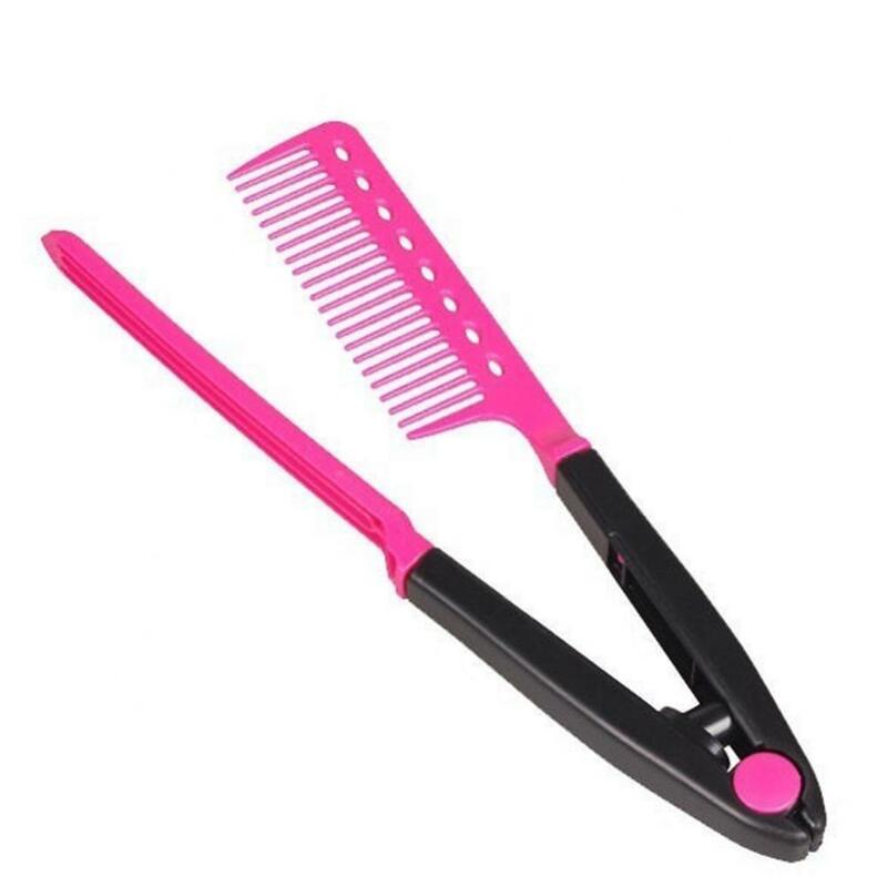 Portable DIY Salon Flat Iron Hair Straightener V Combs Hairdressing Styling Tool