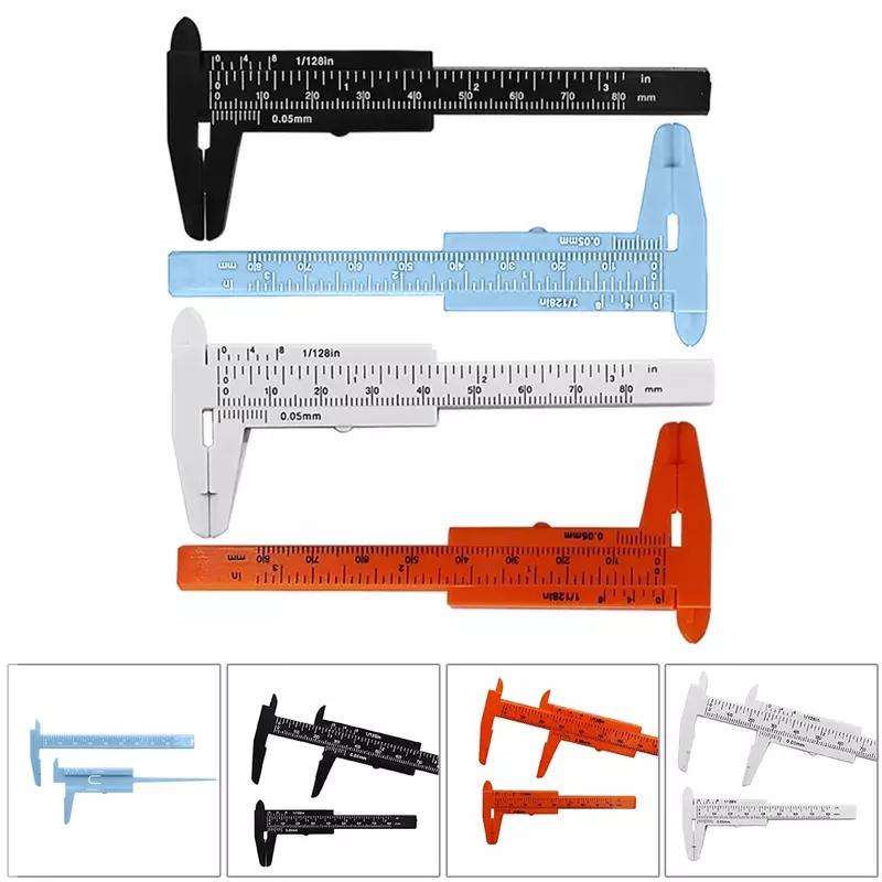 Mini herramienta de medición deslizante de plástico, calibrador Vernier deslizante, regla de calibre, micrómetro, piezas de repuesto, herramienta de mano de medición, 80mm, 1pc
