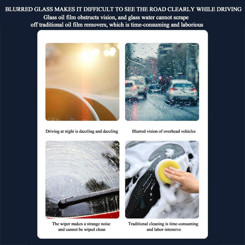 Oil Film Remover Cleaner Deep Cleaning Polishing Glass Car Film Oil Mirror Dust Removing Rearview Windshield Car Cleaner J0K8