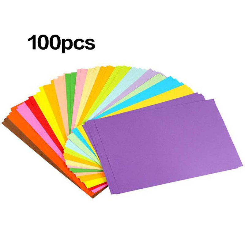 100Pcs Colored A4 Copy Paper Crafting Decoration Paper 10 Different Colors for DIY Art Craft Painting Supplies