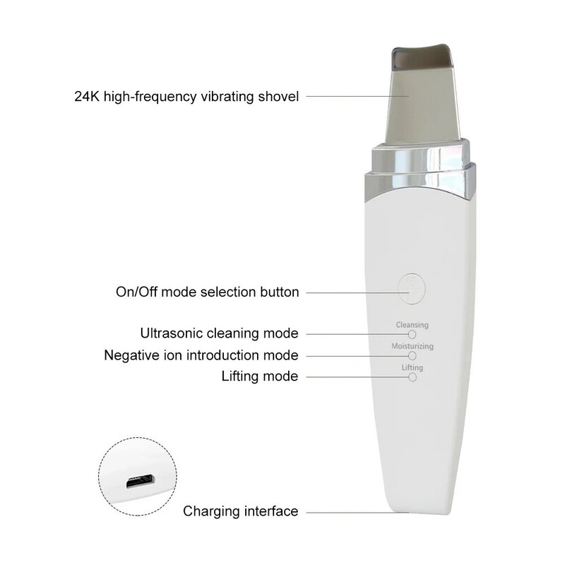 AOKO-Depurador ultrasónico Facial para la piel, espátula, eliminador de espinillas, máquina de limpieza Facial profunda, pala exfoliante, limpiador de poros, nuevo